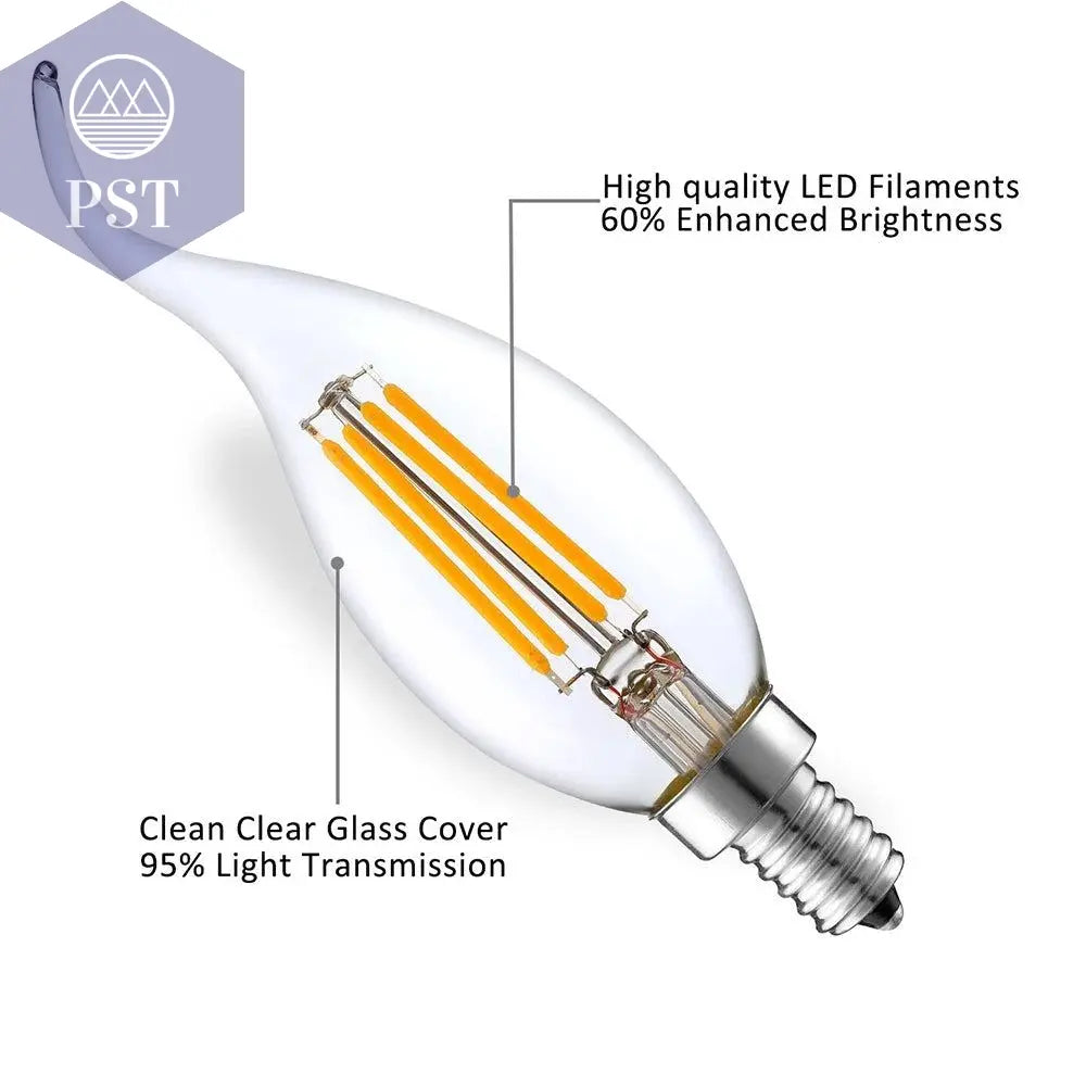 10pcs LED Bulb E14 4W/6W Dimmable Edison Retro Filament Candle Light AC220V C35 Warm/Cold White 360 Degree Energy Saving Lamp PST PS Tradings