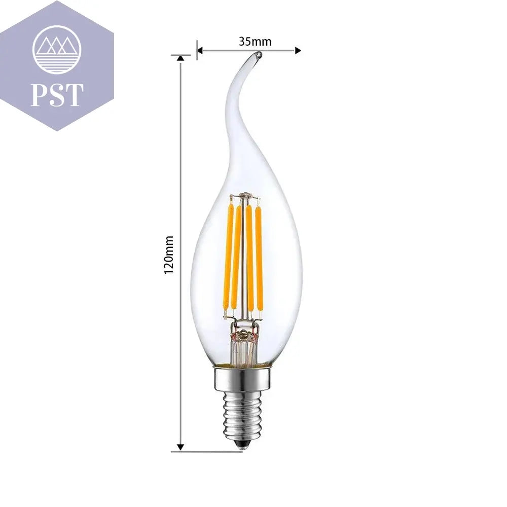 10pcs LED Bulb E14 4W/6W Dimmable Edison Retro Filament Candle Light AC220V C35 Warm/Cold White 360 Degree Energy Saving Lamp PST PS Tradings