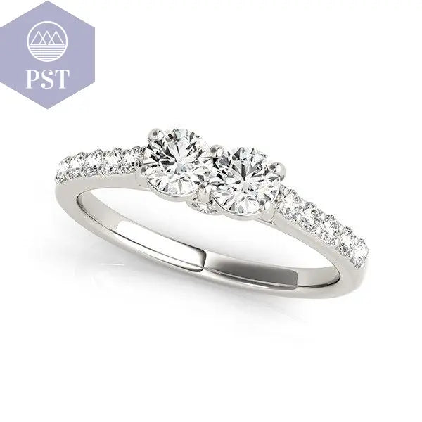 14k White Gold Round Two Stone Diamond Ring (3/4 cttw) PST PS Tradings Diamantring PST PS Tradings 8inches PST PS Tradings
