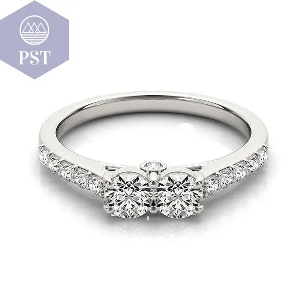 14k White Gold Round Two Stone Diamond Ring (3/4 cttw) PST PS Tradings Diamantring PST PS Tradings PST PS Tradings