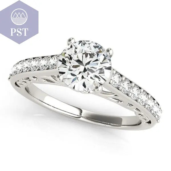 14k White Gold Unique Detailing Diamond Engagement Ring (1 1/3 cttw) PST PS Tradings Diamantring PST PS Tradings PST PS Tradings