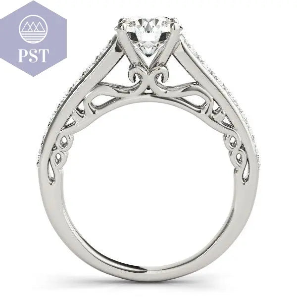 14k White Gold Unique Detailing Diamond Engagement Ring (1 1/3 cttw) PST PS Tradings Diamantring PST PS Tradings PST PS Tradings