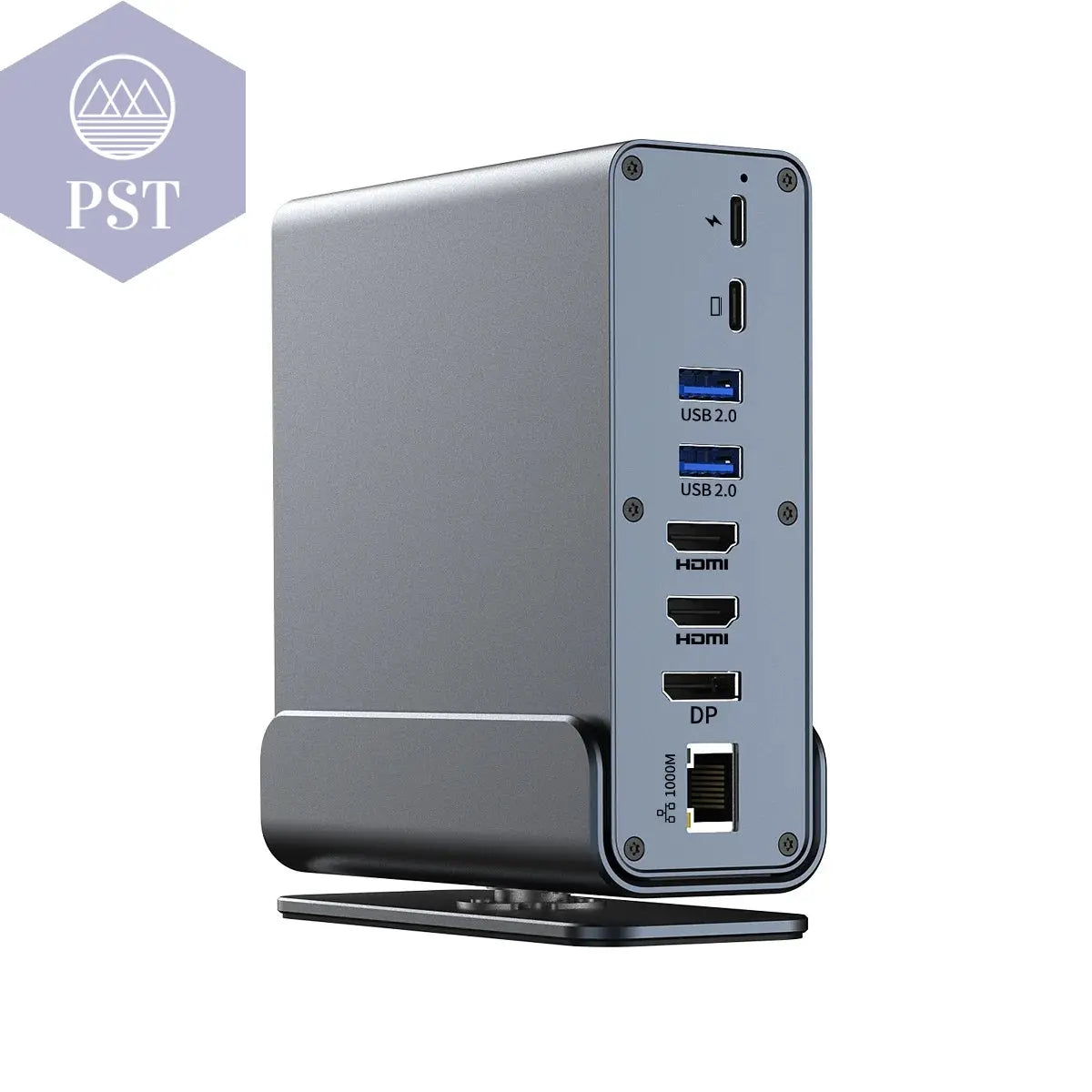 15 in 1 USB-C Docking Station 4K HD Vertical Hub with Triple Monitor ,RJ45 1000M,USB 3.0/2.0,PD 3.0,Sd/Tf,Audio 3.5 Gray PST PS Tradings
