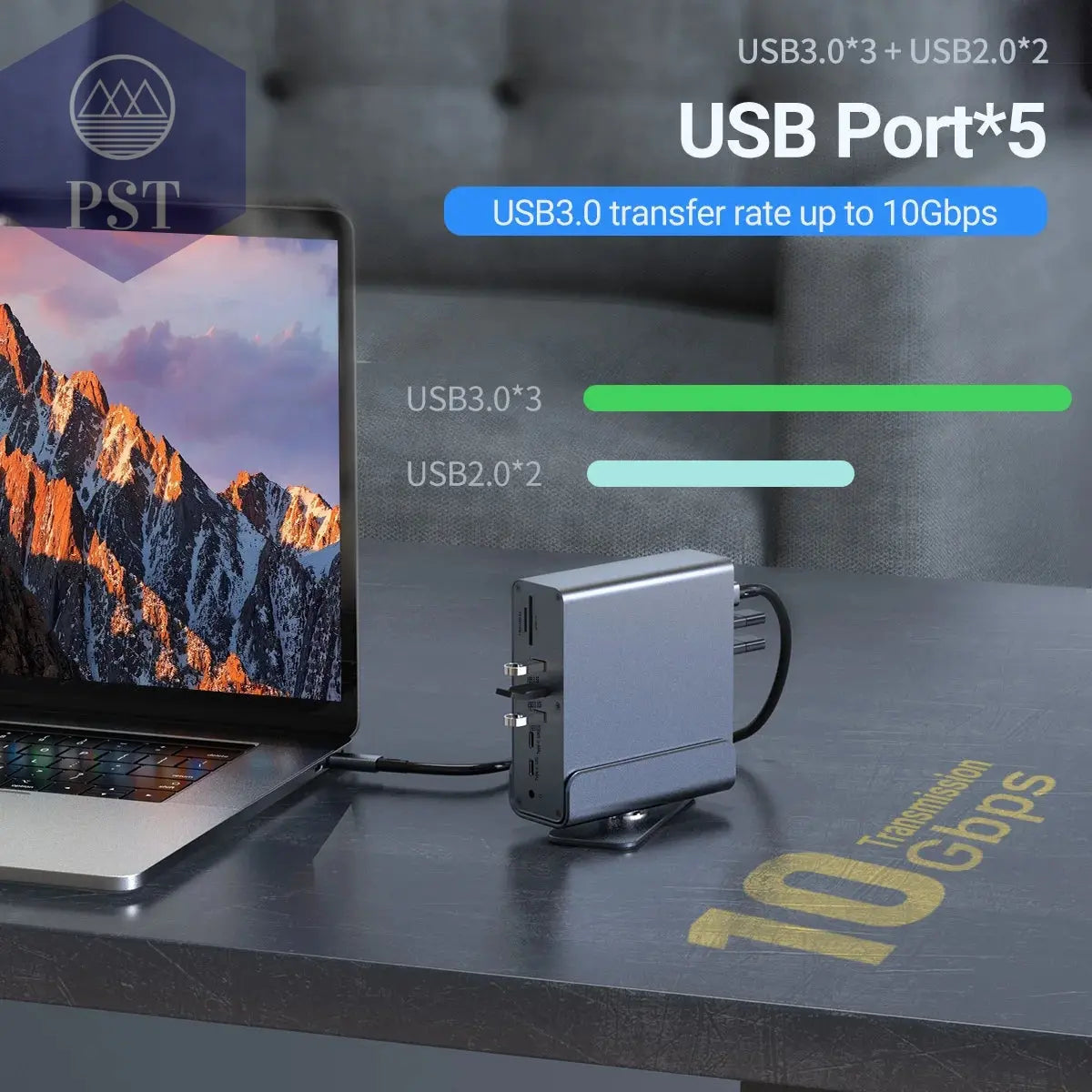 15 in 1 USB-C Docking Station 4K HD Vertical Hub with Triple Monitor ,RJ45 1000M,USB 3.0/2.0,PD 3.0,Sd/Tf,Audio 3.5 PST PS Tradings