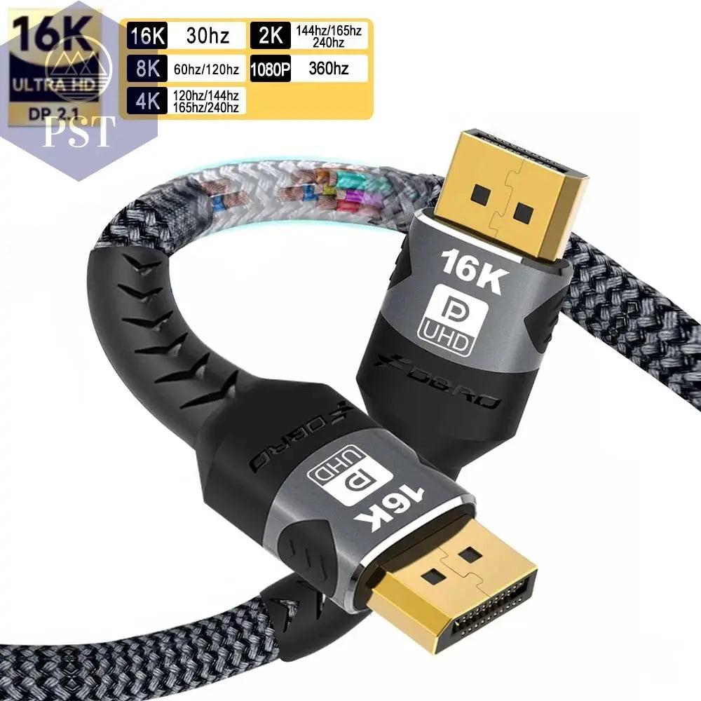 16K DP 2.1 8K@120Hz 4K@240Hz 80Gbps HDR Video Audio Displayport Kabel Display Port für Laptop TV Xbox Projektor Gaming Monitor Cable PST PS Tradings