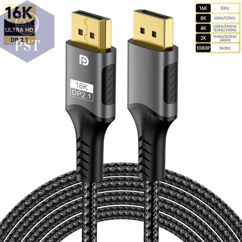 16K DP 2.1 8K@120Hz 4K@240Hz 80Gbps HDR Video Audio Displayport Kabel Display Port für Laptop TV Xbox Projektor Gaming Monitor Cable PST PS Tradings