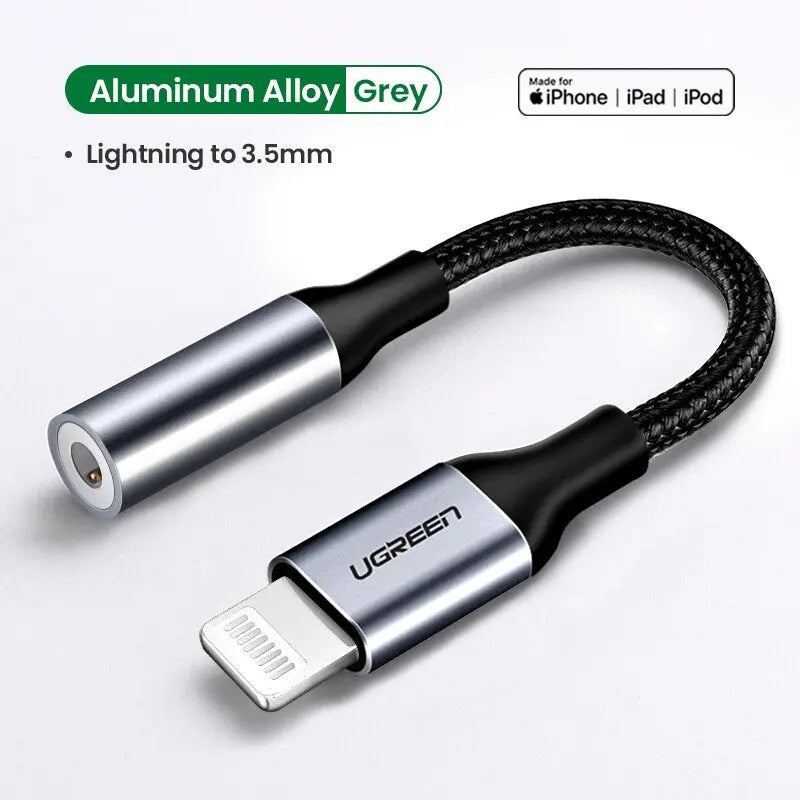 MFi Lightning to 3.5 mm Jack AUX Cable for iPhone China-Aluminum-Grey PST PS Tradings