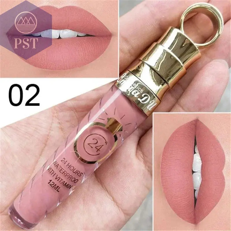 20 Colors Lipstick Waterproof Long Lasting Matte+Shimmer Mental Beauty Lip Gloss Nude Glitter Lip Gloss Beauty Sexy Lip Tint PST PS Tradings