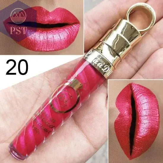 20 Colors Lipstick Waterproof Long Lasting Matte+Shimmer Mental Beauty Lip Gloss Nude Glitter Lip Gloss Beauty Sexy Lip Tint PST PS Tradings