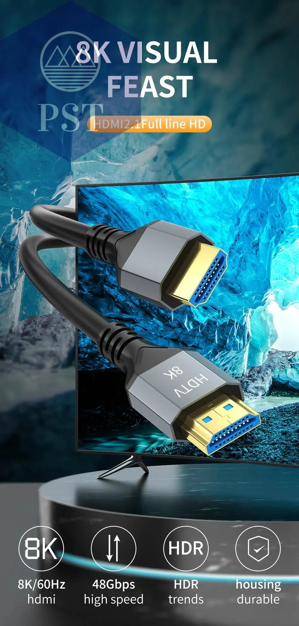 8K HDMI 2.1 Kabel 4K@120Hz 8K@60Hz 48Gbps EARC ARC HDCP Ultra High Speed HDR für RTX Videokabel PC Laptop Projektor HD TV PS5 Elektronik - Medien - Kabel PST PS Tradings