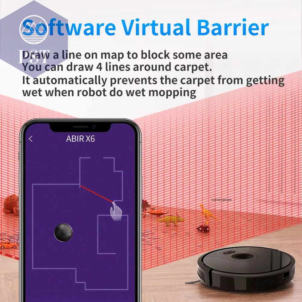 ABIR X6 Roboter-Staubsauger Mit Dreifacher Visueller Navigation, 6000-Pa-Absaugung, Virtueller Software-Wand, Zonenreinigung, Desinfektion Durch Nasswischen, Kartenspeicher, Kompatibel Mit Alexa, Google Home PST PS Tradings PST PS Tradings PST PS Tradings