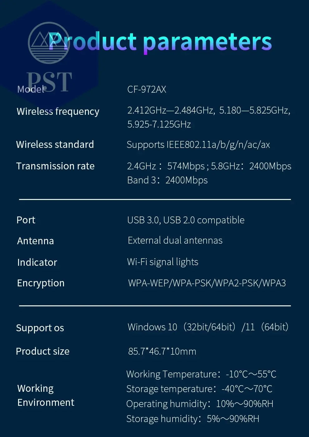 AX5400 WiFi USB Stick PST PS Tradings Adapter Adapter