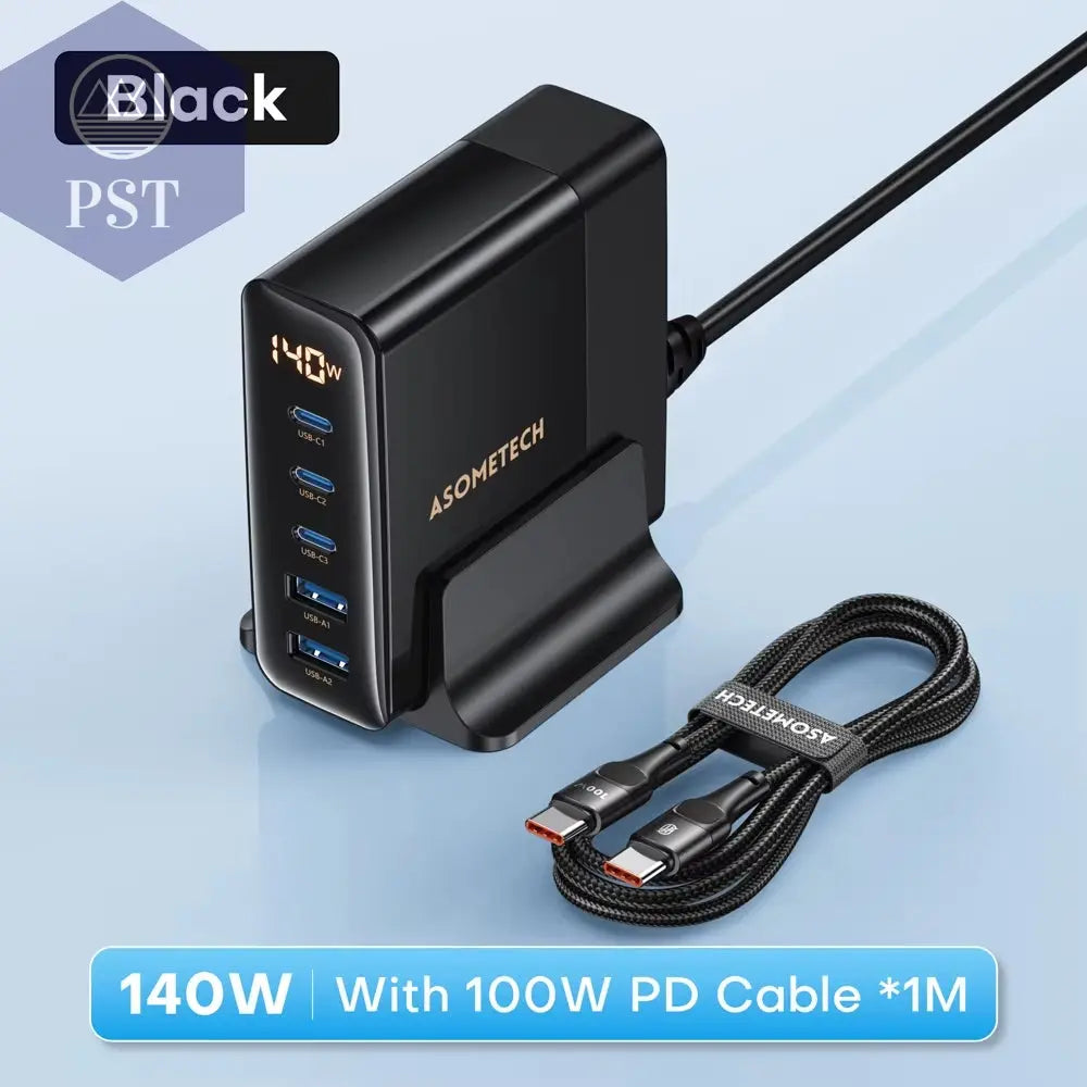 Asome Tech 140W Gan Usb Typ C Schnell Ladegerät Mehrere Anschlüsse Qc 4,0 Pd Schnell Ladegerät Für Macbook Laptop Tablet Iphone 14 Samsung S23 PST PS Tradings PST PS Tradings Black-With-Pd-Cable-Au-Plug PST PS Tradings Asome Tech 140W Gan Usb Typ C Schnell Ladegerät Mehrere Anschlüsse Qc 4,0 Pd Schnell Ladegerät Für Macbook Laptop Tablet Iphone 14 Samsung S23