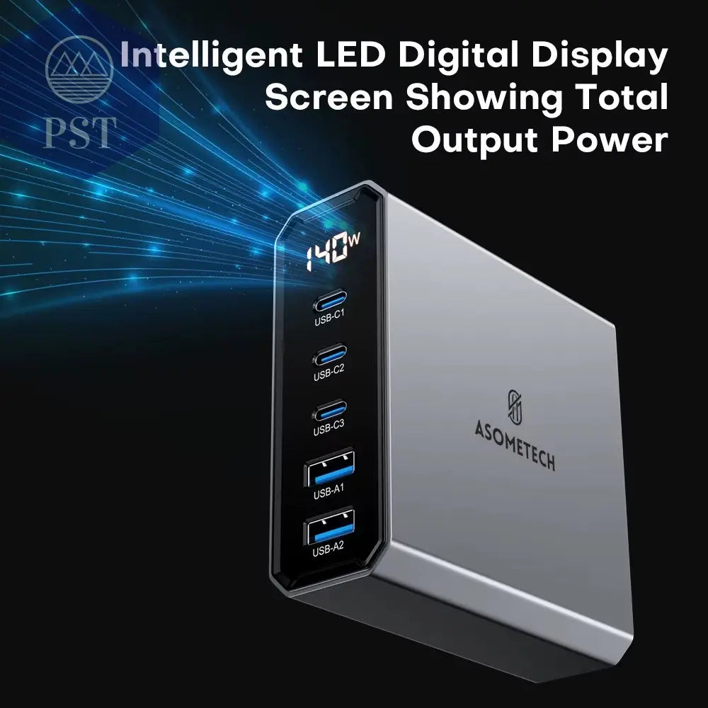 Asome Tech 140W Gan Usb Typ C Schnell Ladegerät Mehrere Anschlüsse Qc 4,0 Pd Schnell Ladegerät Für Macbook Laptop Tablet Iphone 14 Samsung S23 PST PS Tradings PST PS Tradings PST PS Tradings Asome Tech 140W Gan Usb Typ C Schnell Ladegerät Mehrere Anschlüsse Qc 4,0 Pd Schnell Ladegerät Für Macbook Laptop Tablet Iphone 14 Samsung S23