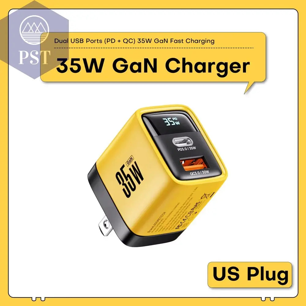 Asome Tech 35W Gan Ladegerät Led Display Qc 3,0 30W 25W Pd Pps Schnell Ladung Usb Typ C Ladegerät Für Iphone 14 Pro Samsung S23 Xiaomi Us-Plug PST PS Tradings