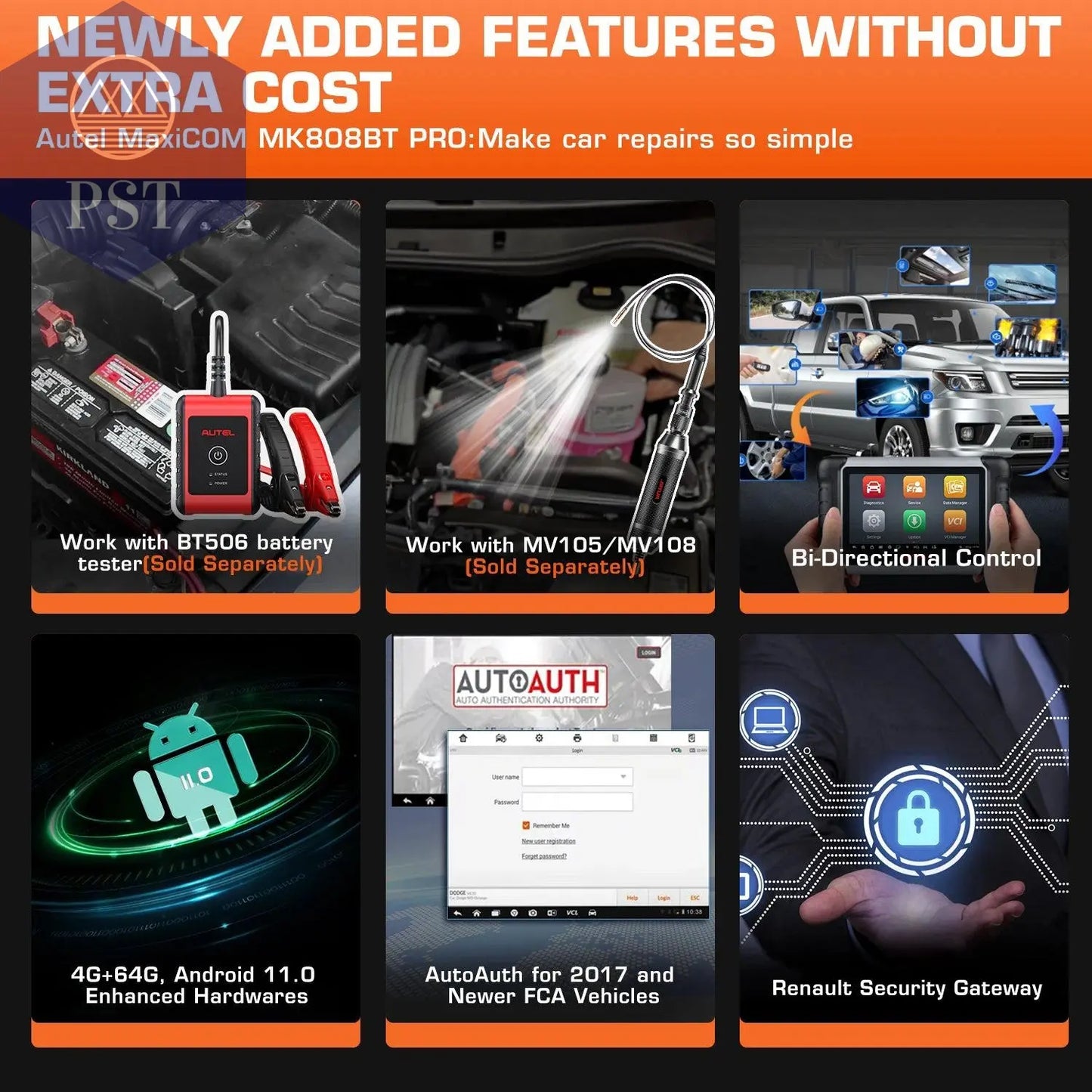 Autel MaxiCOM MK808BT Pro OBD2 Scanner Car Diagnostic Tools Code Reader With Active Test, All System Diagnosis, 28+Services - PST PS Tradings