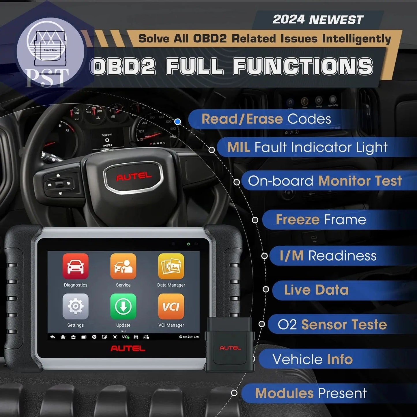 Autel MaxiCOM MK808BT Pro OBD2 Scanner Car Diagnostic Tools Code Reader With Active Test, All System Diagnosis, 28+Services - PST PS Tradings