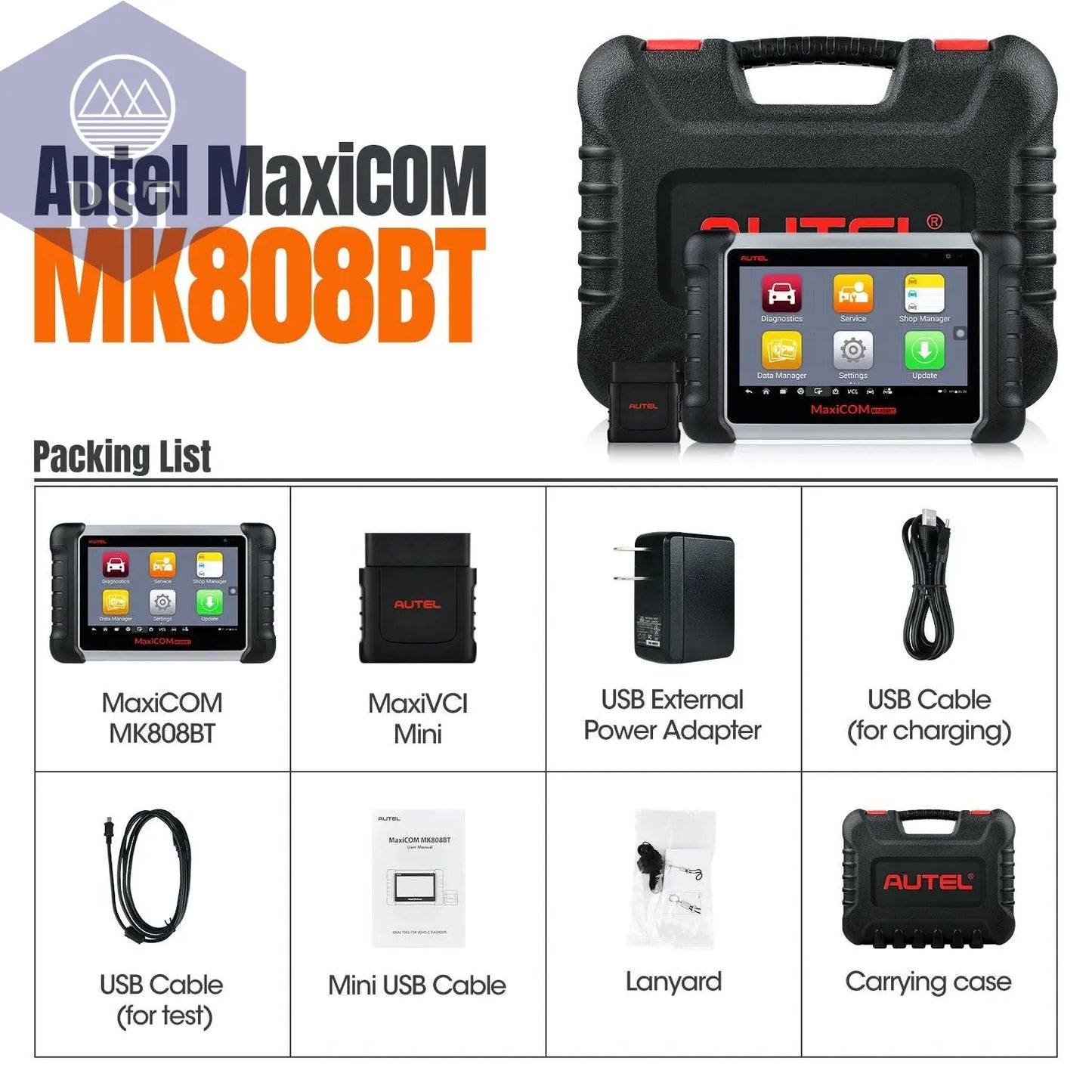 Autel MaxiCOM MK808BT Pro OBD2 Scanner Car Diagnostic Tools Code Reader With Active Test, All System Diagnosis, 28+Services - PST PS Tradings