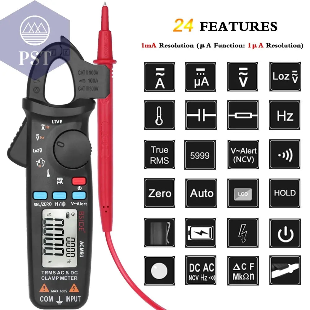 BSIDE Digital Clamp Meter 1mA High-Precision Ammeter Pliers True RMS DC AC Current Car Repair Electrical Temp Tester Multimeter PST PS Tradings