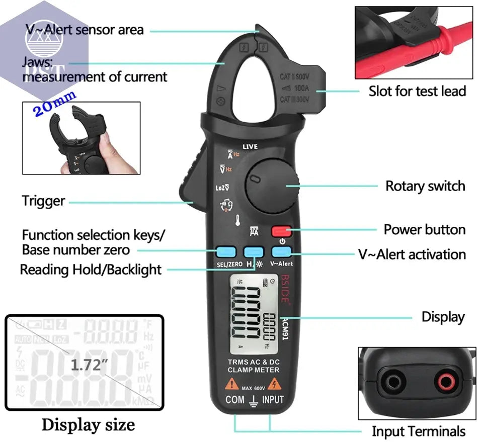 BSIDE Digital Clamp Meter 1mA High-Precision Ammeter Pliers True RMS DC AC Current Car Repair Electrical Temp Tester Multimeter PST PS Tradings