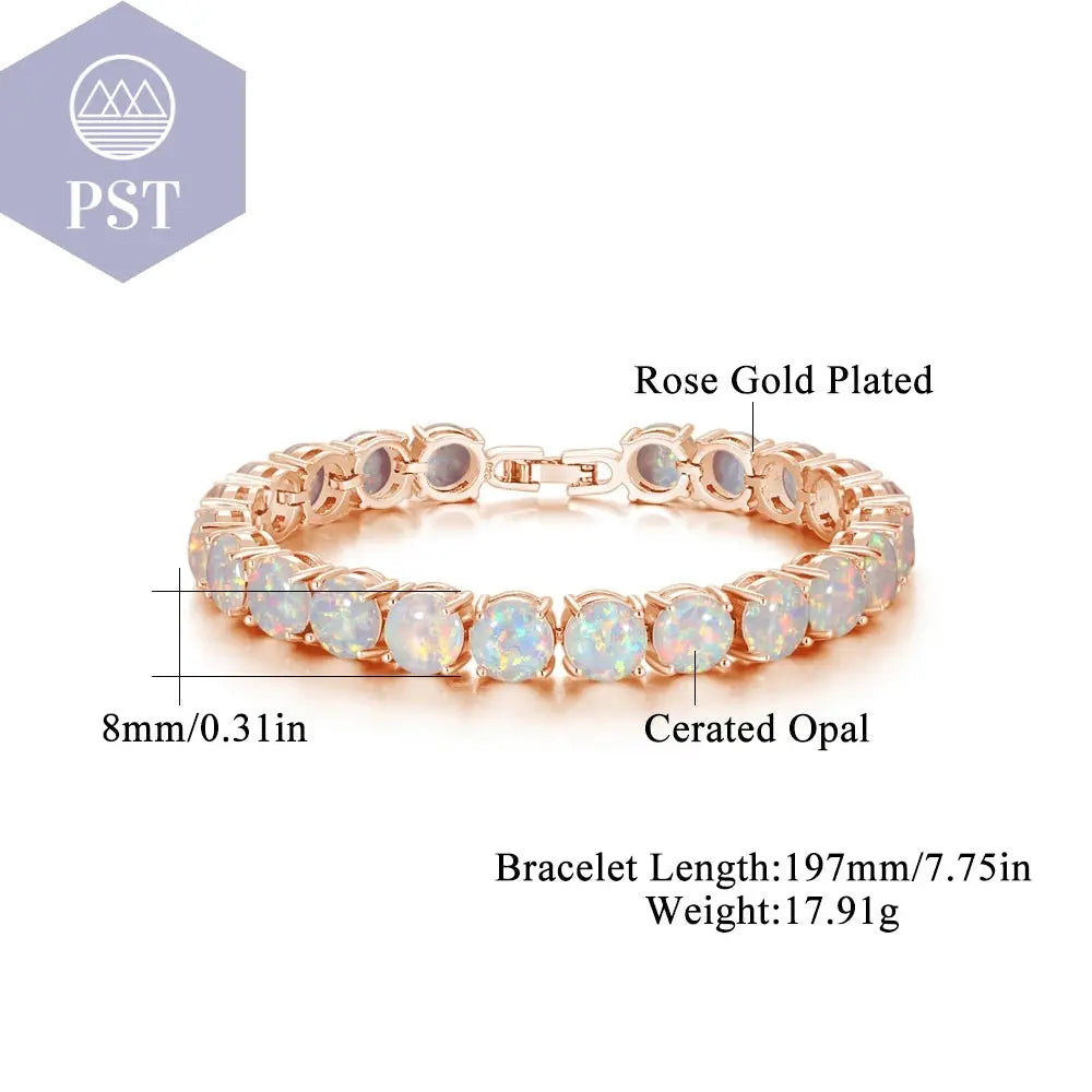 Cineily White Fire Opal Stein Kettenglied Armband & Armreifen versilbert Luxus größere Boho Bohemia Sommers chmuck Geschenke für Frauen PST PS Tradings