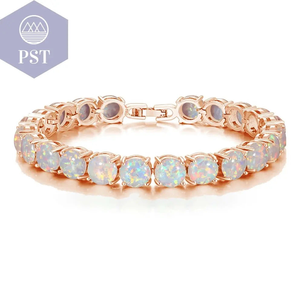 Cineily White Fire Opal Stein Kettenglied Armband & Armreifen versilbert Luxus größere Boho Bohemia Sommers chmuck Geschenke für Frauen PST PS Tradings