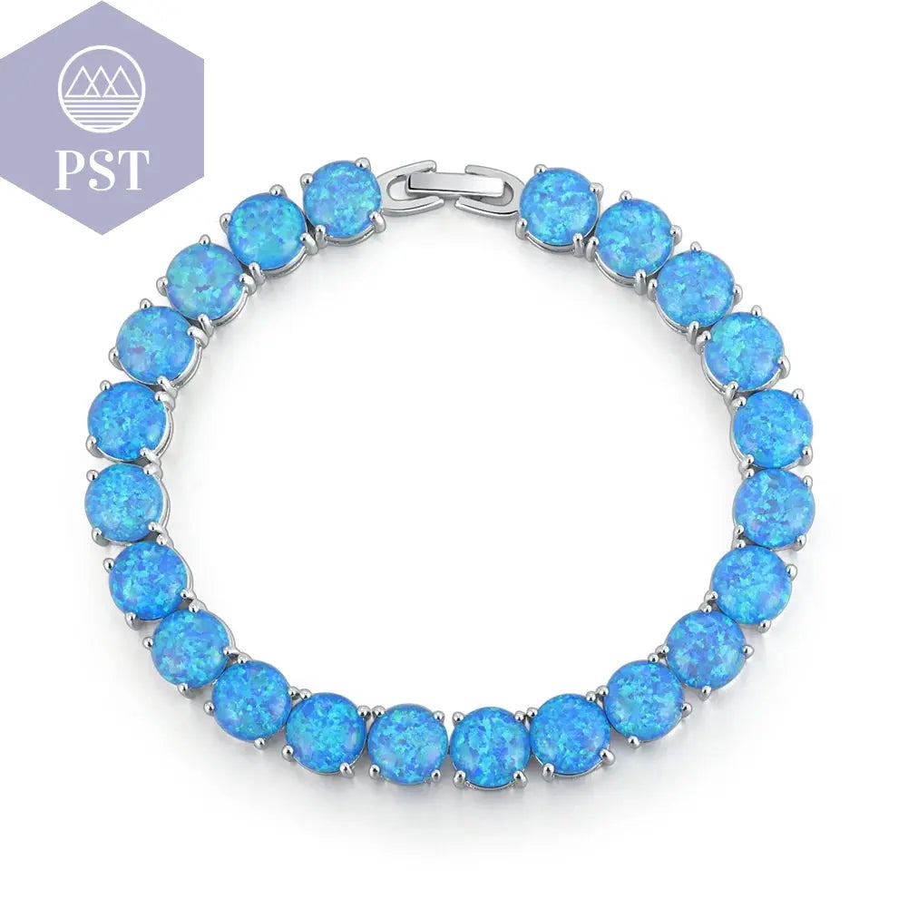 Cineily White Fire Opal Stein Kettenglied Armband & Armreifen versilbert Luxus größere Boho Bohemia Sommers chmuck Geschenke für Frauen PST PS Tradings