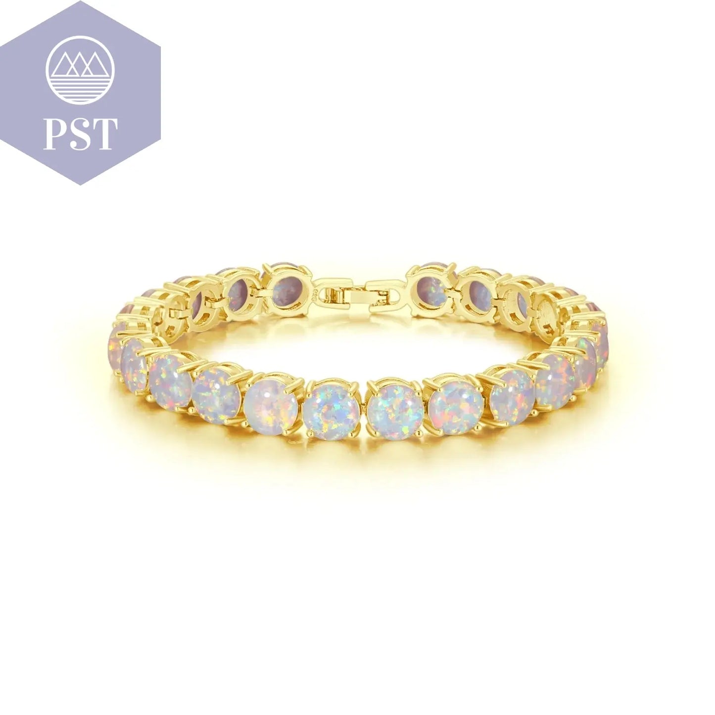 Cineily White Fire Opal Stein Kettenglied Armband & Armreifen versilbert Luxus größere Boho Bohemia Sommers chmuck Geschenke für Frauen PST PS Tradings