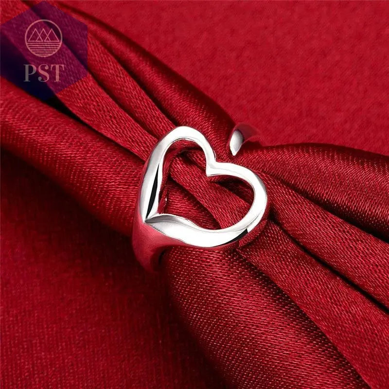 DOTEFFIL 925 Sterling Silver Heart-Shaped Open Ring For Women Wedding Engagement Party Jewelry - Property & Safety Tradings