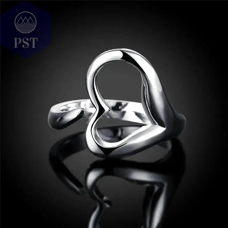 DOTEFFIL 925 Sterling Silver Heart-Shaped Open Ring For Women Wedding Engagement Party Jewelry - Property & Safety Tradings