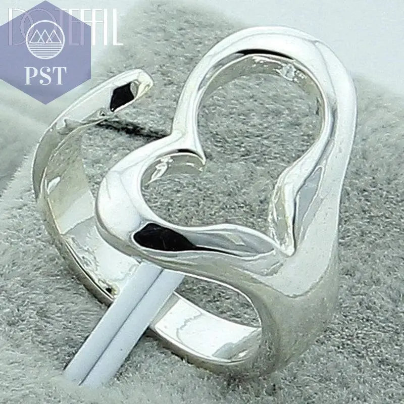DOTEFFIL 925 Sterling Silver Heart-Shaped Open Ring For Women Wedding Engagement Party Jewelry - Property & Safety Tradings
