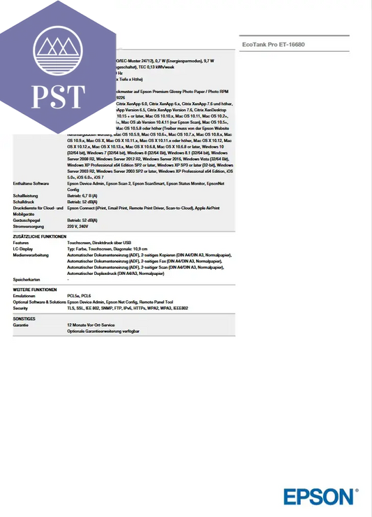 Epson EcoTank Pro ET-16680 PST PS Tradings drucker drucker