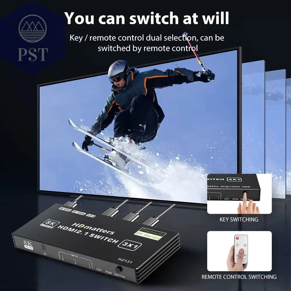 HDMI 2.1 Switch Splitter 120 Hz 5-Port HDMI 4K 120 Hz Splitter Switcher CEC 48 Gbit/S HDMI 2.1 Switch 8K Mit Fernbedienung HDMI HDR 8K 4K PST PS Tradings PST PS Tradings PST PS Tradings HDMI 2.1 Switch Splitter 120 Hz 5-Port HDMI 4K 120 Hz Splitter Switcher CEC 48 Gbit/S HDMI 2.1 Switch 8K Mit Fernbedienung HDMI HDR 8K 4K
