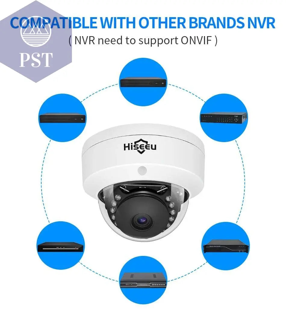 Hiseeu 5MP Explosion-proof POE IP Camera Audio H.265+ Dome Home Indoor Outdoor Surveillance Security Camera CCTV Video for NVR - Property & Safety Tradings
