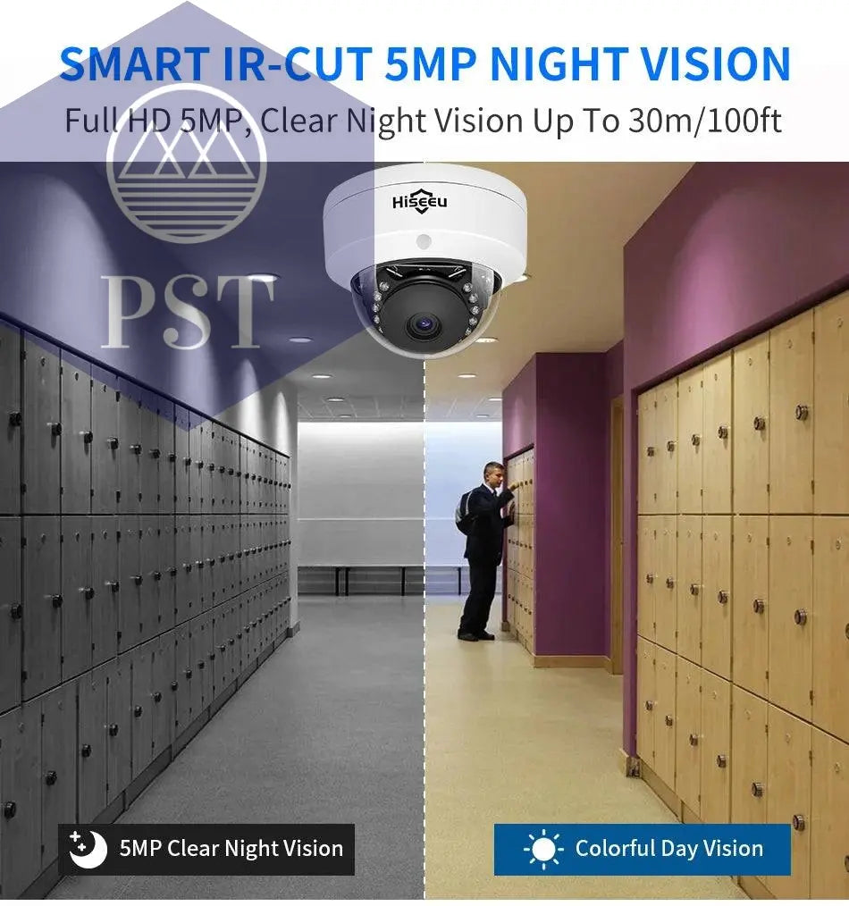 Hiseeu 5MP Explosion-proof POE IP Camera Audio H.265+ Dome Home Indoor Outdoor Surveillance Security Camera CCTV Video for NVR - Property & Safety Tradings