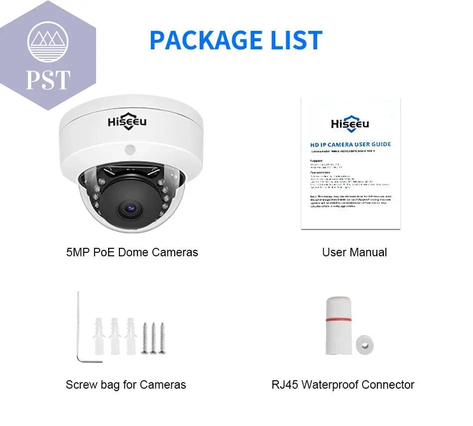 Hiseeu 5MP Explosion-proof POE IP Camera Audio H.265+ Dome Home Indoor Outdoor Surveillance Security Camera CCTV Video for NVR - Property & Safety Tradings
