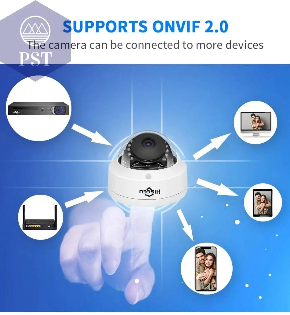 Hiseeu 5MP Explosion-proof POE IP Camera Audio H.265+ Dome Home Indoor Outdoor Surveillance Security Camera CCTV Video for NVR - Property & Safety Tradings