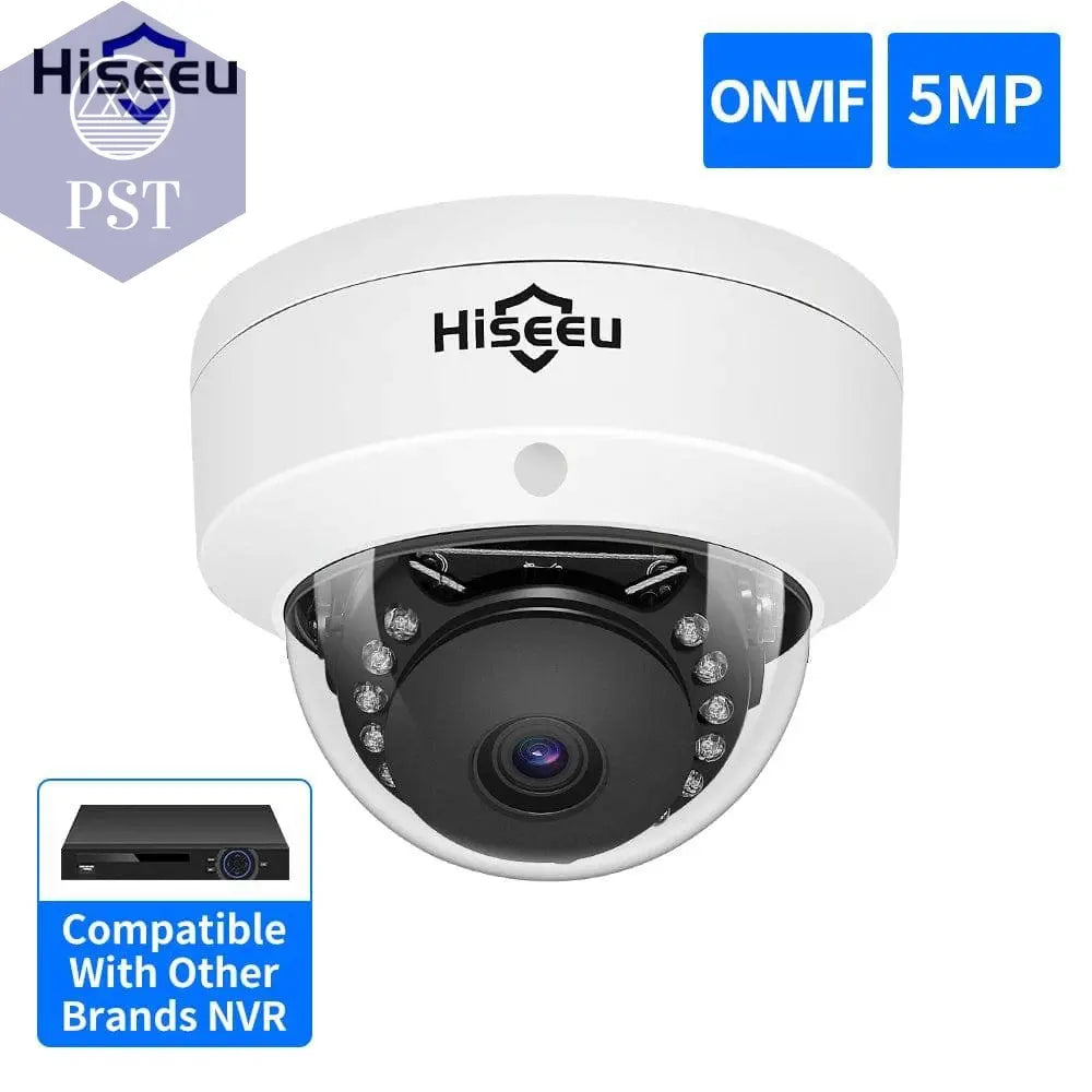 Hiseeu 5MP Explosion-proof POE IP Camera Audio H.265+ Dome Home Indoor Outdoor Surveillance Security Camera CCTV Video for NVR - Property & Safety Tradings