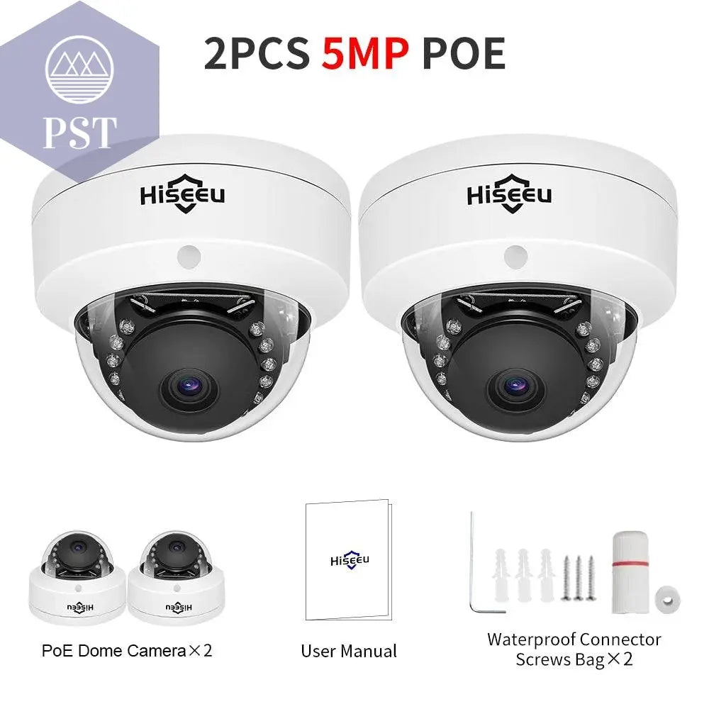 Hiseeu 5MP Explosion-proof POE IP Camera Audio H.265+ Dome Home Indoor Outdoor Surveillance Security Camera CCTV Video for NVR - Property & Safety Tradings