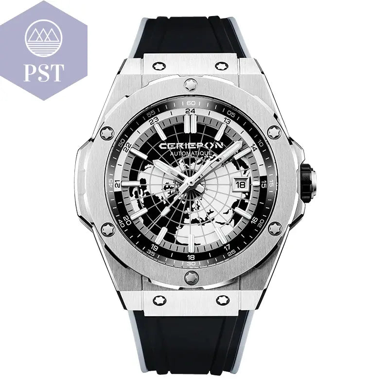 Hochwertige Armbanduhr Herrenuhr Automatik mit Wasserschutz PST PS Tradings PST PS Tradings Silver-Black-CHINA PST PS Tradings Hochwertige Armbanduhr Herrenuhr Automatik mit Wasserschutz