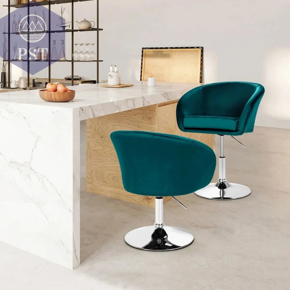 Höhenverstellbarer Barhocker SAMT Akzentstuhl Sitzgelegenheit °Drehbarer Polsterstuhl Cocktailchair PST PS Tradings Stühle Hocker PST PS Tradings PST PS Tradings Höhenverstellbarer Barhocker SAMT Akzentstuhl Sitzgelegenheit °Drehbarer Polsterstuhl Cocktailchair Stühle Hocker