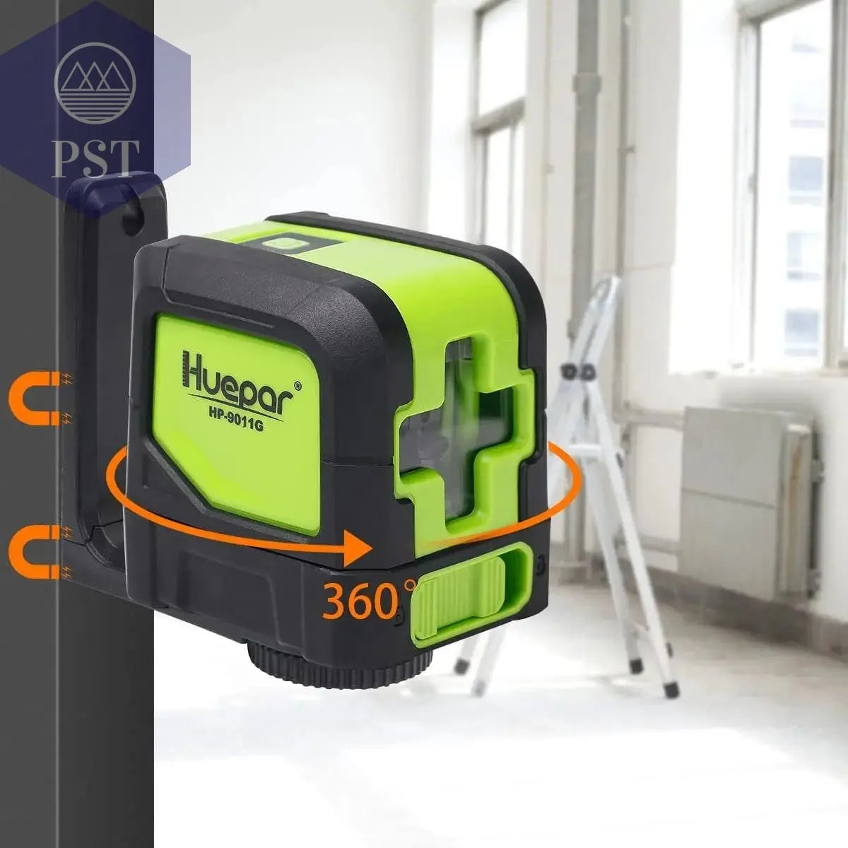 Huepar 2 Lines Laser Level Self Levelling ( 4 degrees) Green Red Beam Laser Horizontal & Vertical Cross-Line with Magnetic Base PST PS Tradings
