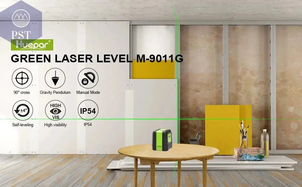 Huepar 2 Lines Laser Level Self Levelling ( 4 degrees) Green Red Beam Laser Horizontal & Vertical Cross-Line with Magnetic Base PST PS Tradings