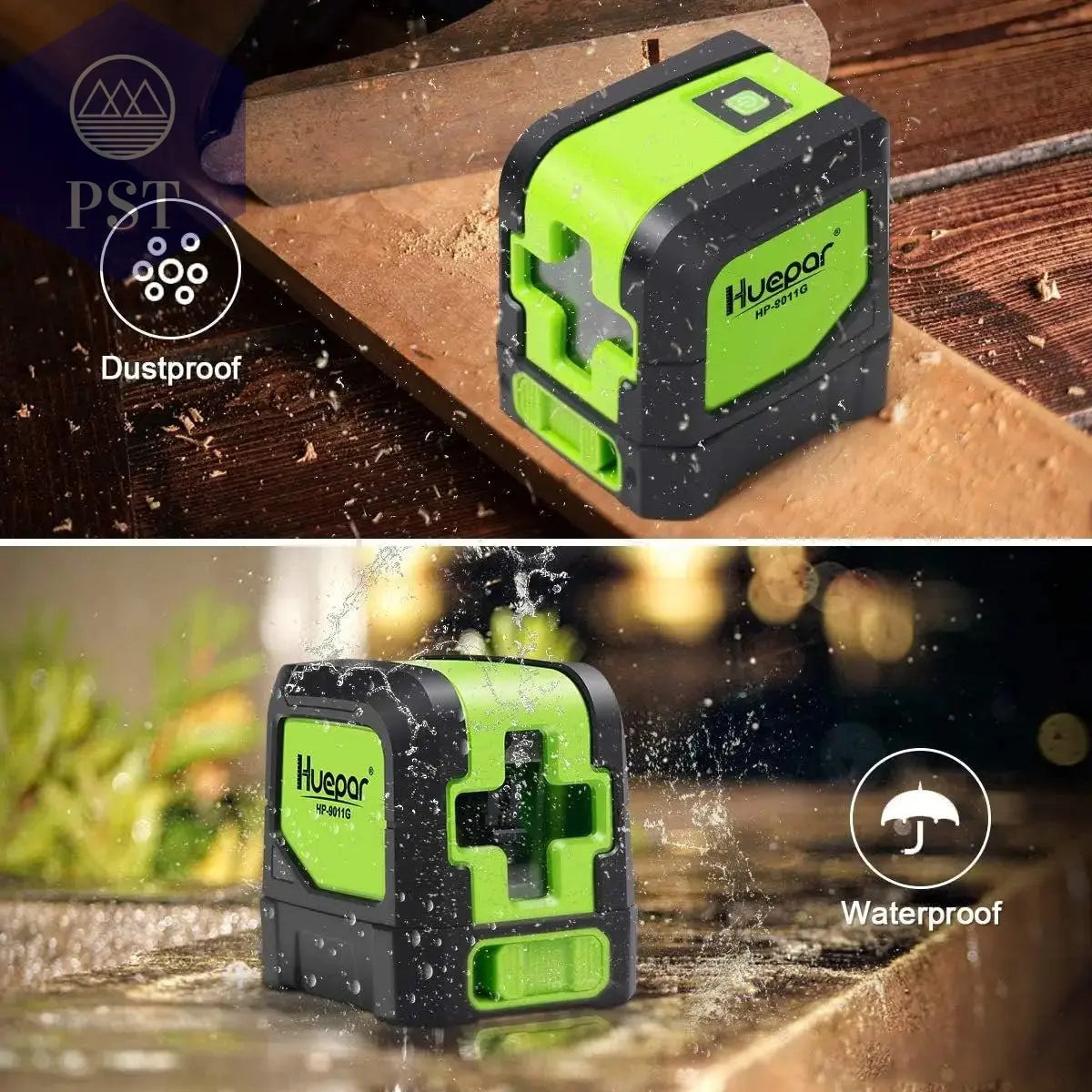Huepar 2 Lines Laser Level Self Levelling ( 4 degrees) Green Red Beam Laser Horizontal & Vertical Cross-Line with Magnetic Base PST PS Tradings