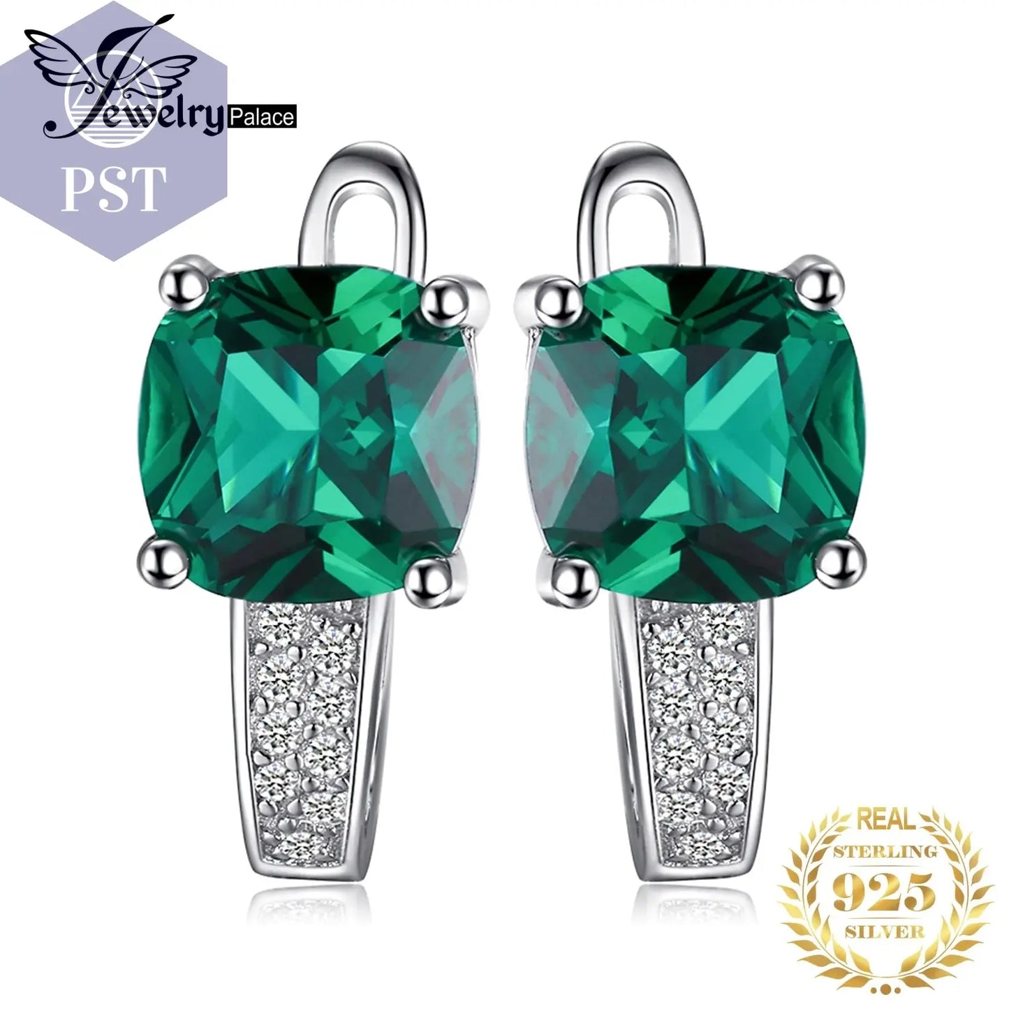JewelryPalace Simulierte Grün Smaragd Erstellt Rubin Saphir 925 Sterling Silber Hoop Ohrringe für Frauen Edelsteine Huggie Ohrringe PST PS Tradings