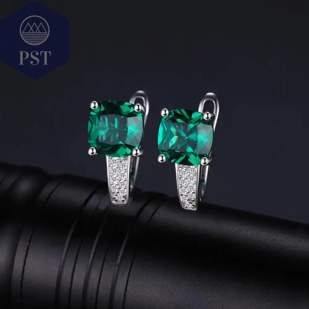 JewelryPalace Simulierte Grün Smaragd Erstellt Rubin Saphir 925 Sterling Silber Hoop Ohrringe für Frauen Edelsteine Huggie Ohrringe PST PS Tradings
