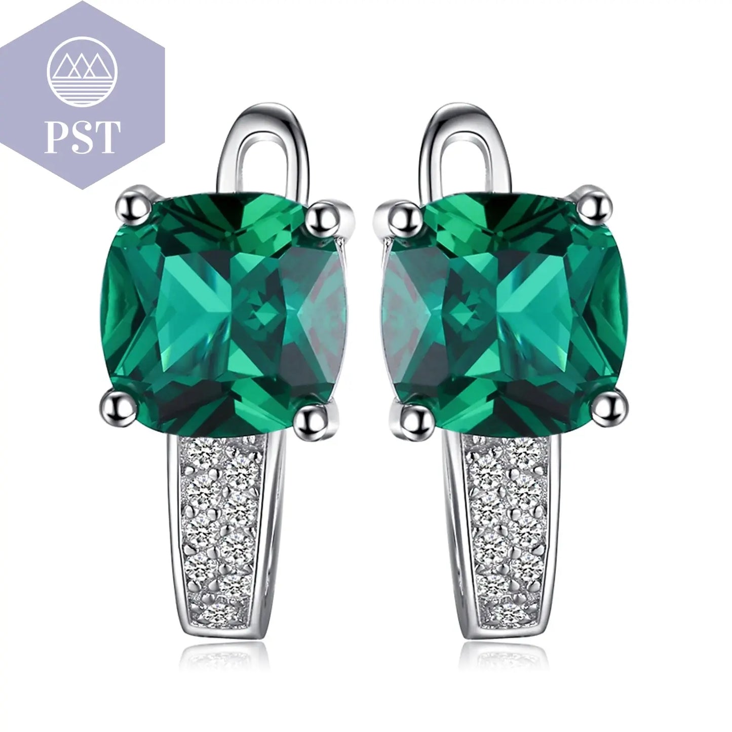 JewelryPalace Simulierte Grün Smaragd Erstellt Rubin Saphir 925 Sterling Silber Hoop Ohrringe für Frauen Edelsteine Huggie Ohrringe PST PS Tradings