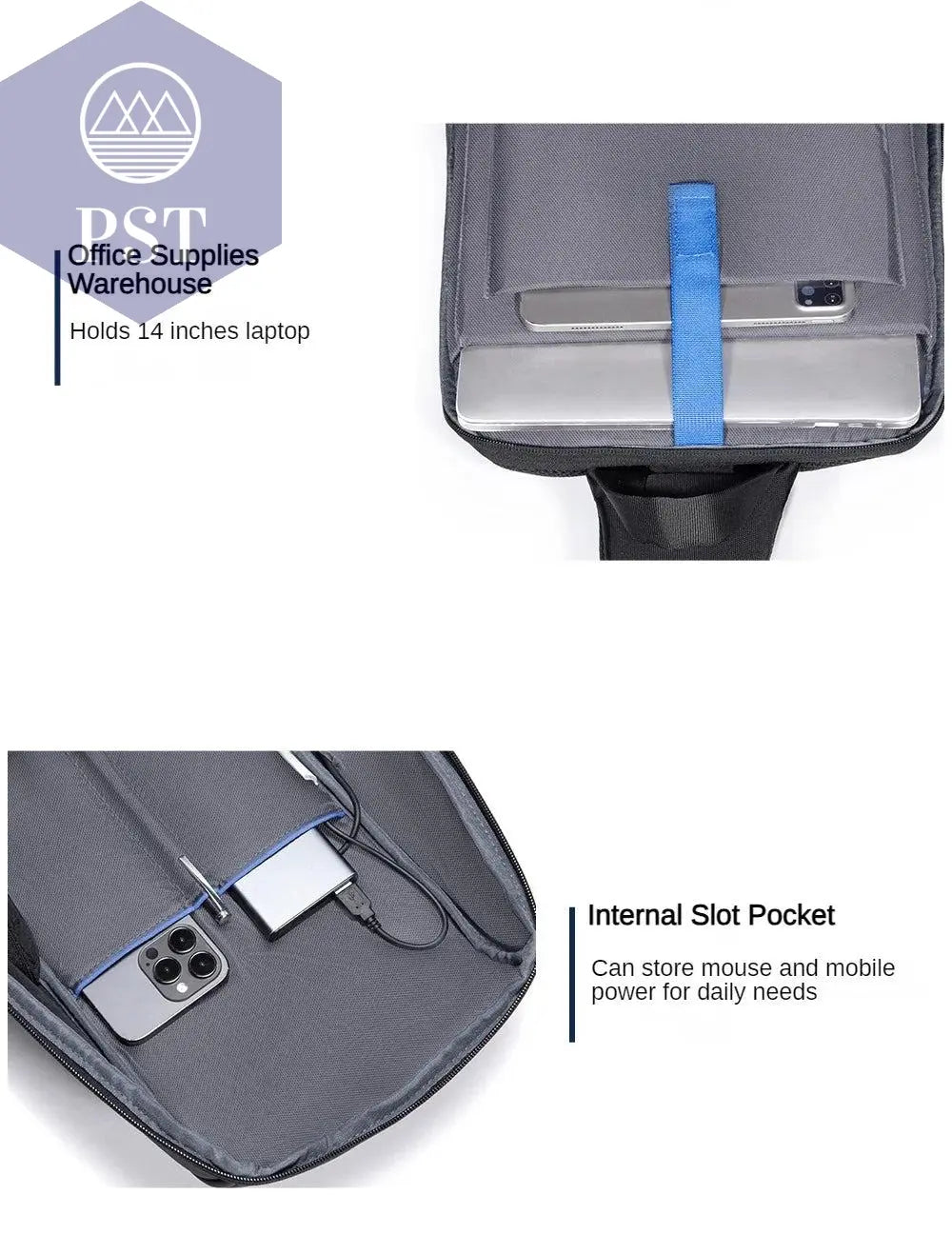 Kingsons/Vgoal Anti-theft Waterproof Single Shoulder Backpack For Men Laptop 14/13.3 inch W/ USB Charging Port&TSA Customs Lock - PST PS Tradings