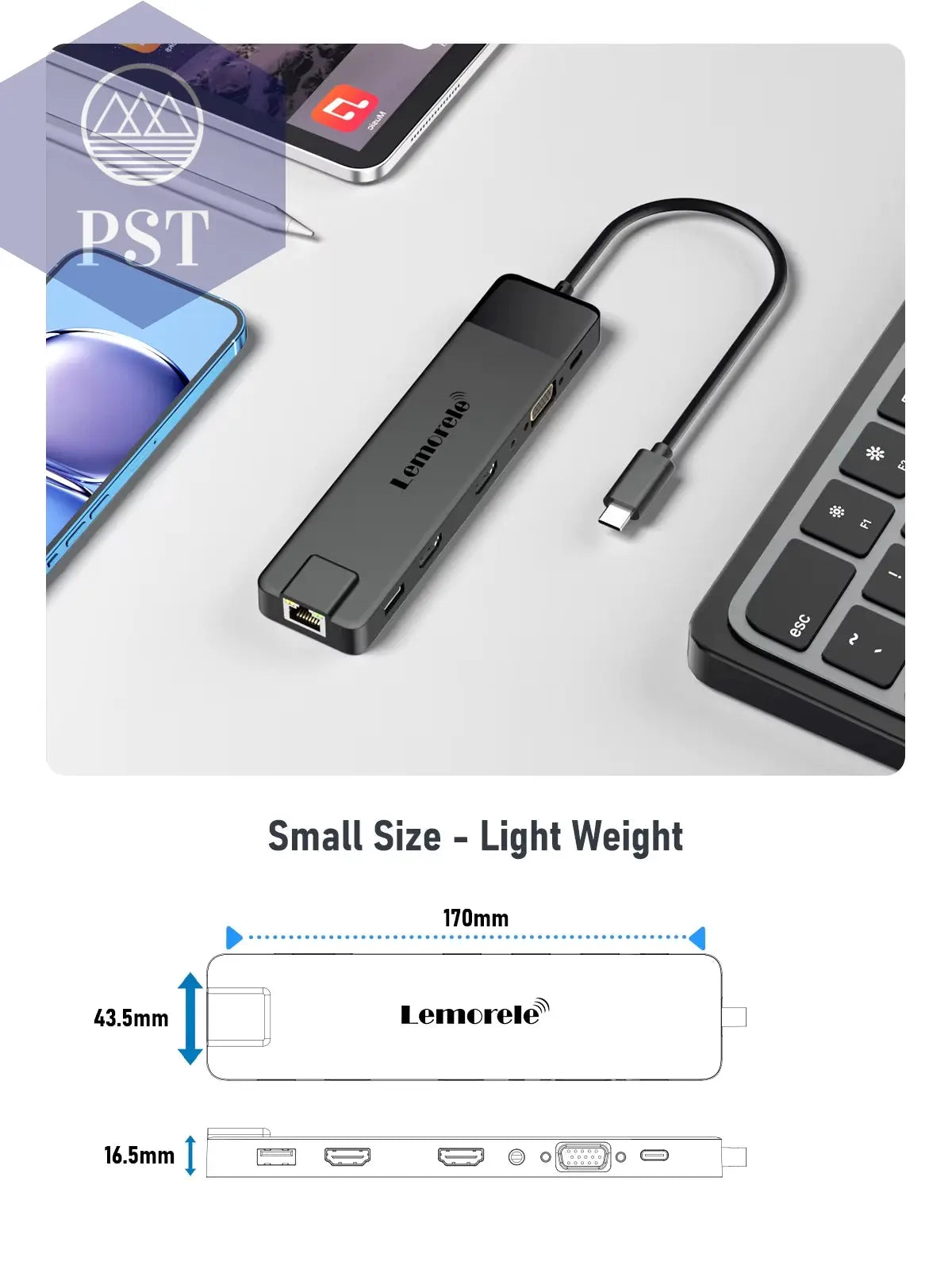 Lemorele 4K USB Hub USB C Auf Dual HDMI VGA Gigabit Dockingstation USB 3.0 VGA Adapter Sd-Kartenleser Für Windows Macbook Air PST PS Tradings PST PS Tradings PST PS Tradings
