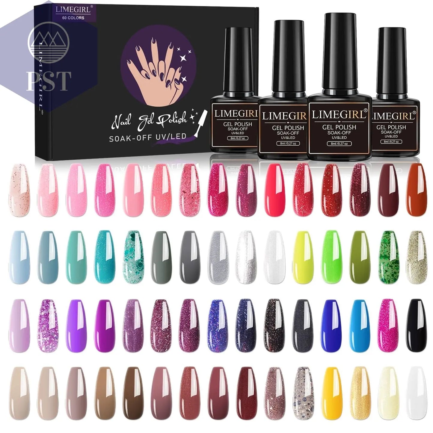 Limegirl Gel Nail Polish Set 60/40/24Colors Semi Permanent UV Led Gel Varnish Soak Off Nail Lacquers Base Top Coat Limegirl Gel Nail Polish set PST PS Tradings